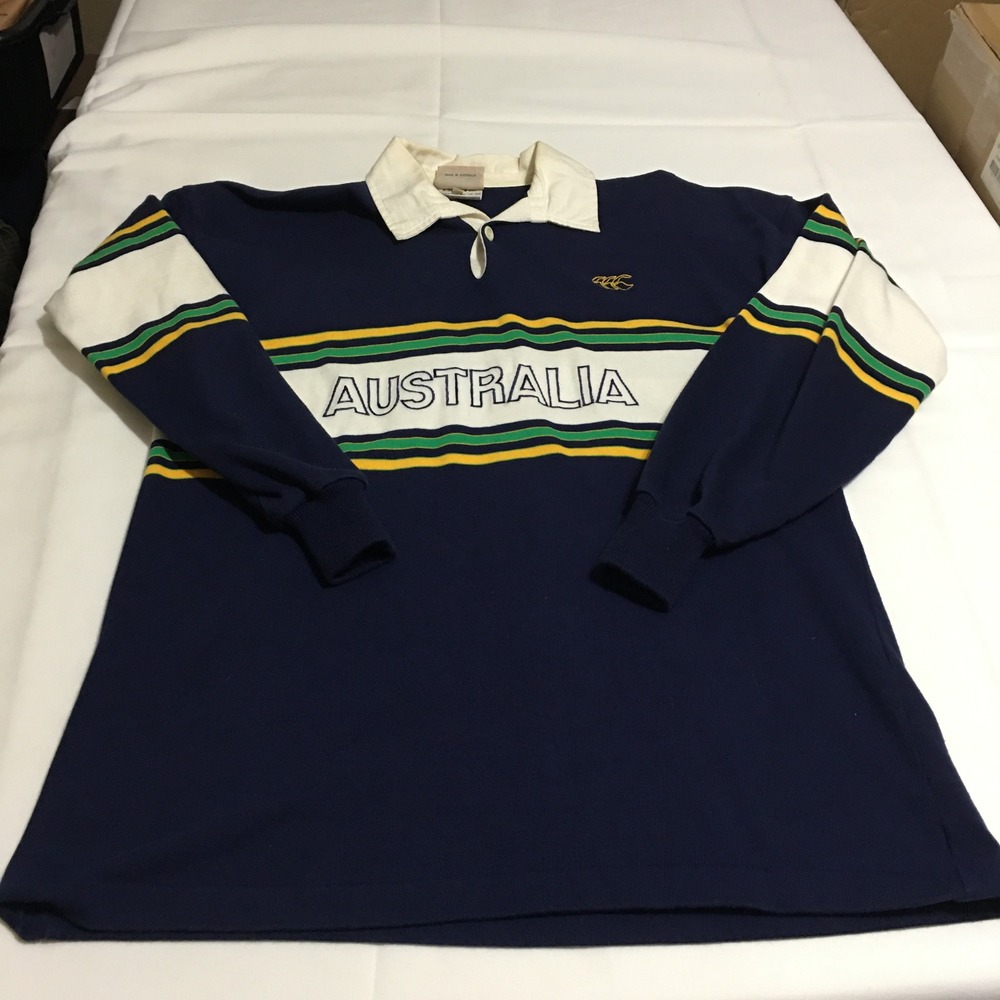 Canterbury Rugby Long Sleeve Shirt Mens Size 42 (Large) Navy Blue Australia